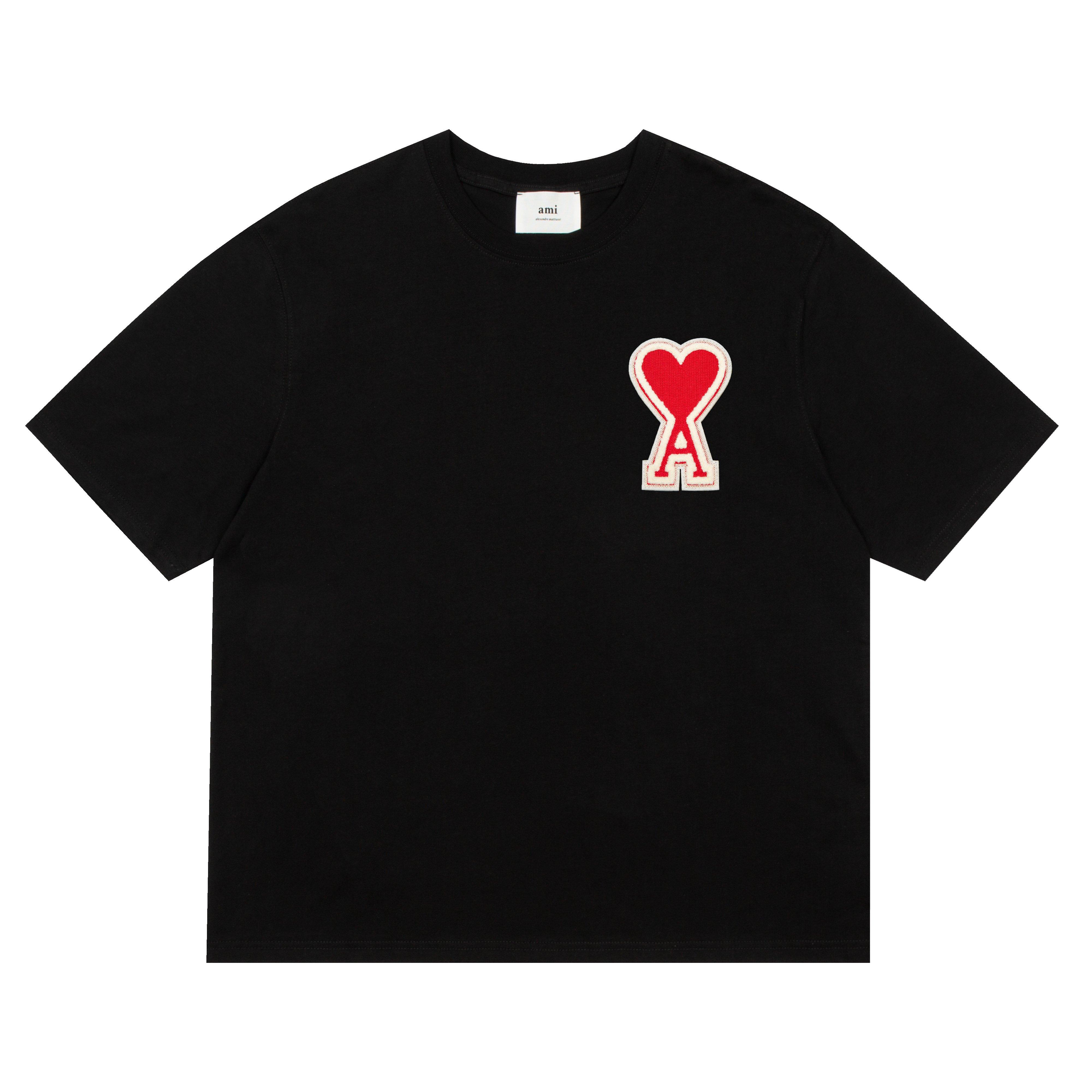 AMI Paris de Coeur Embroidery Tee - Black