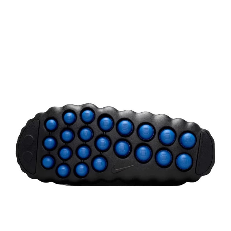 Black and blue textured device on a white background