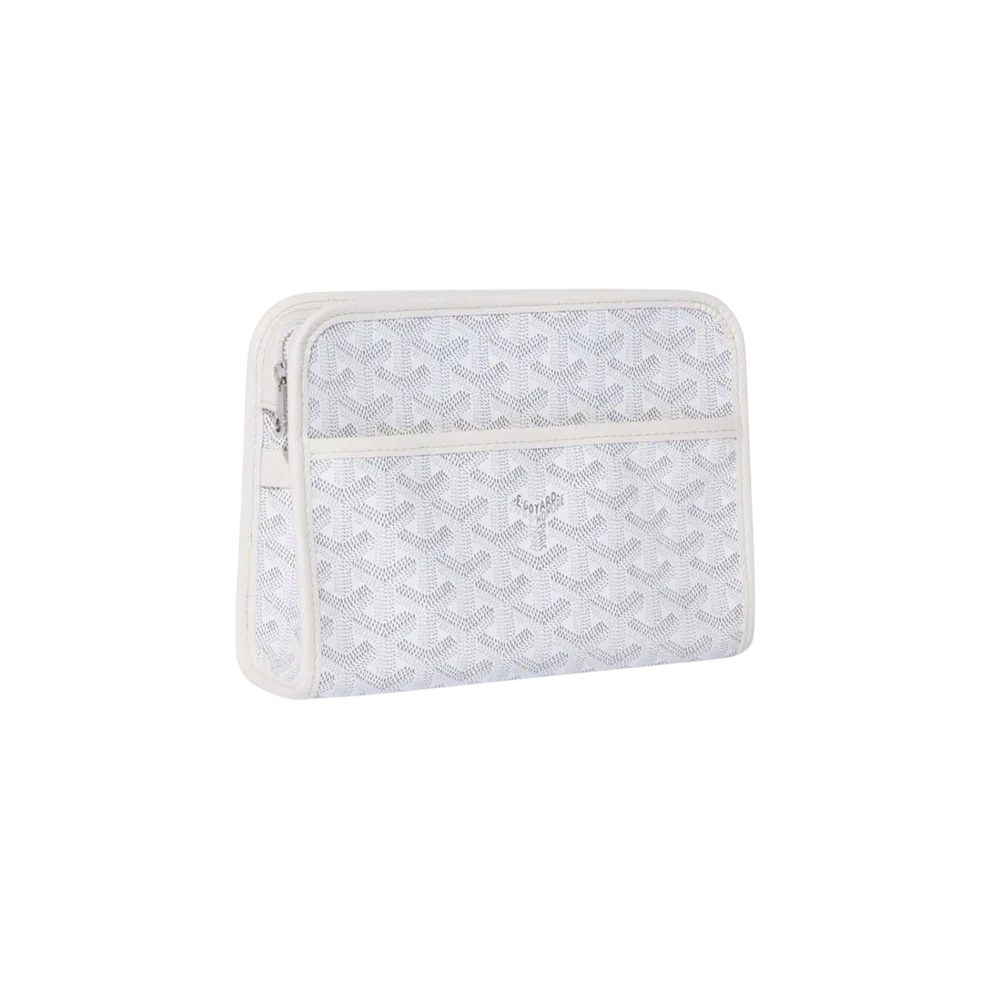 White pouch with subtle pattern on a white background