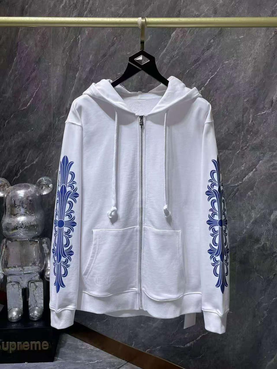 Chrome Hearts Zip Up Jacket - "White/Blue"