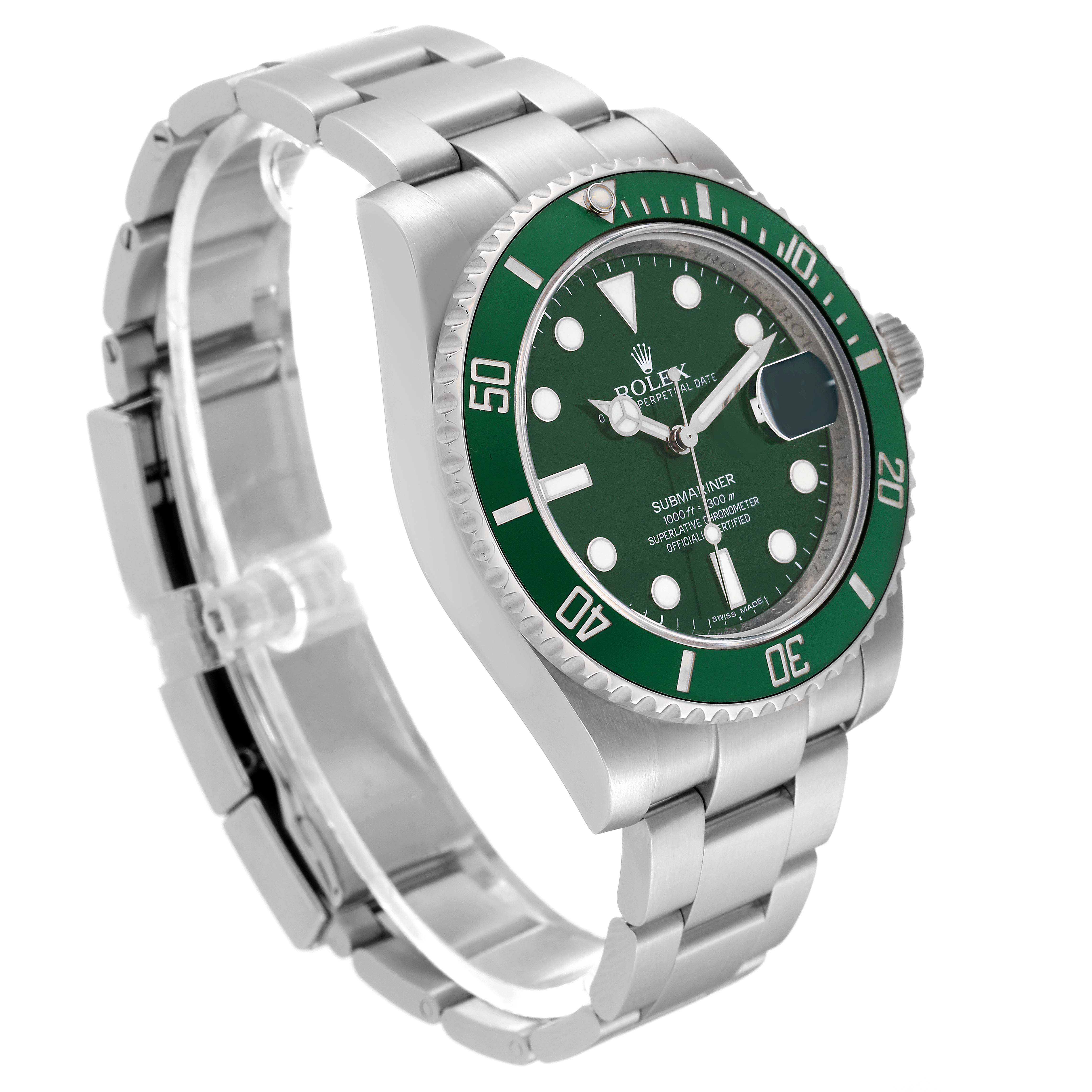 Rolex Submariner Steel Hulk Green Dial Mens Watch 116610LV Box Card