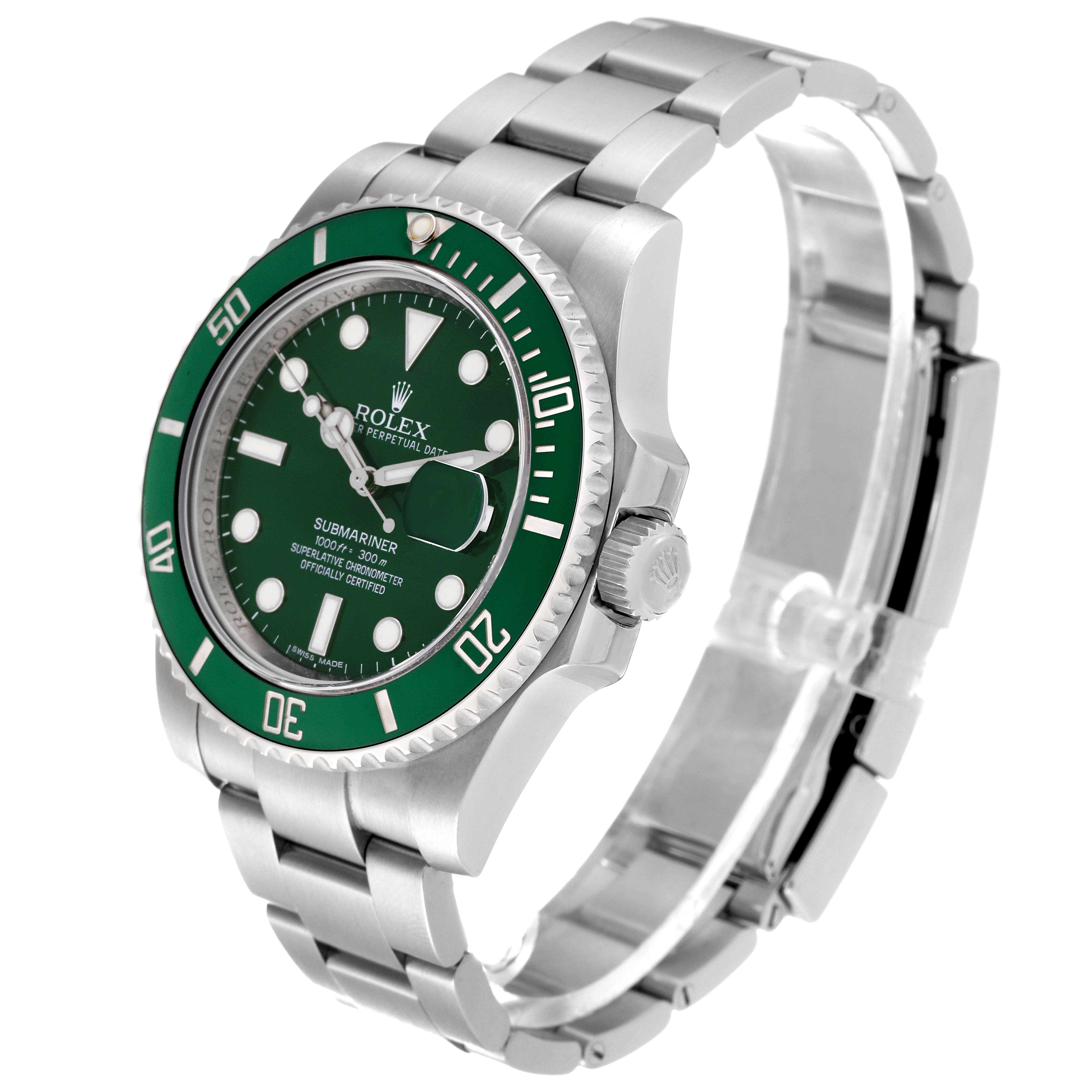 Rolex Submariner Steel Hulk Green Dial Mens Watch 116610LV Box Card